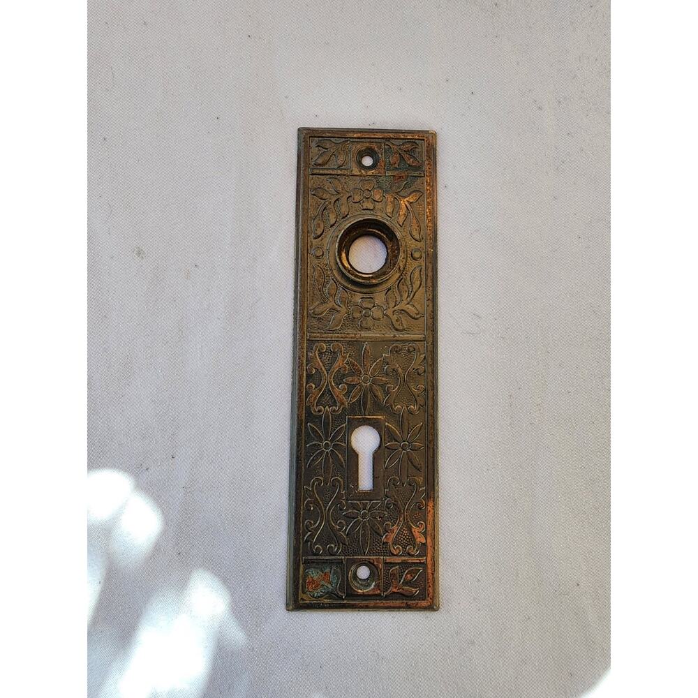 1800's Antique DOOR Plate VICTORIAN Style Original Copper / Black Finish ORNATE